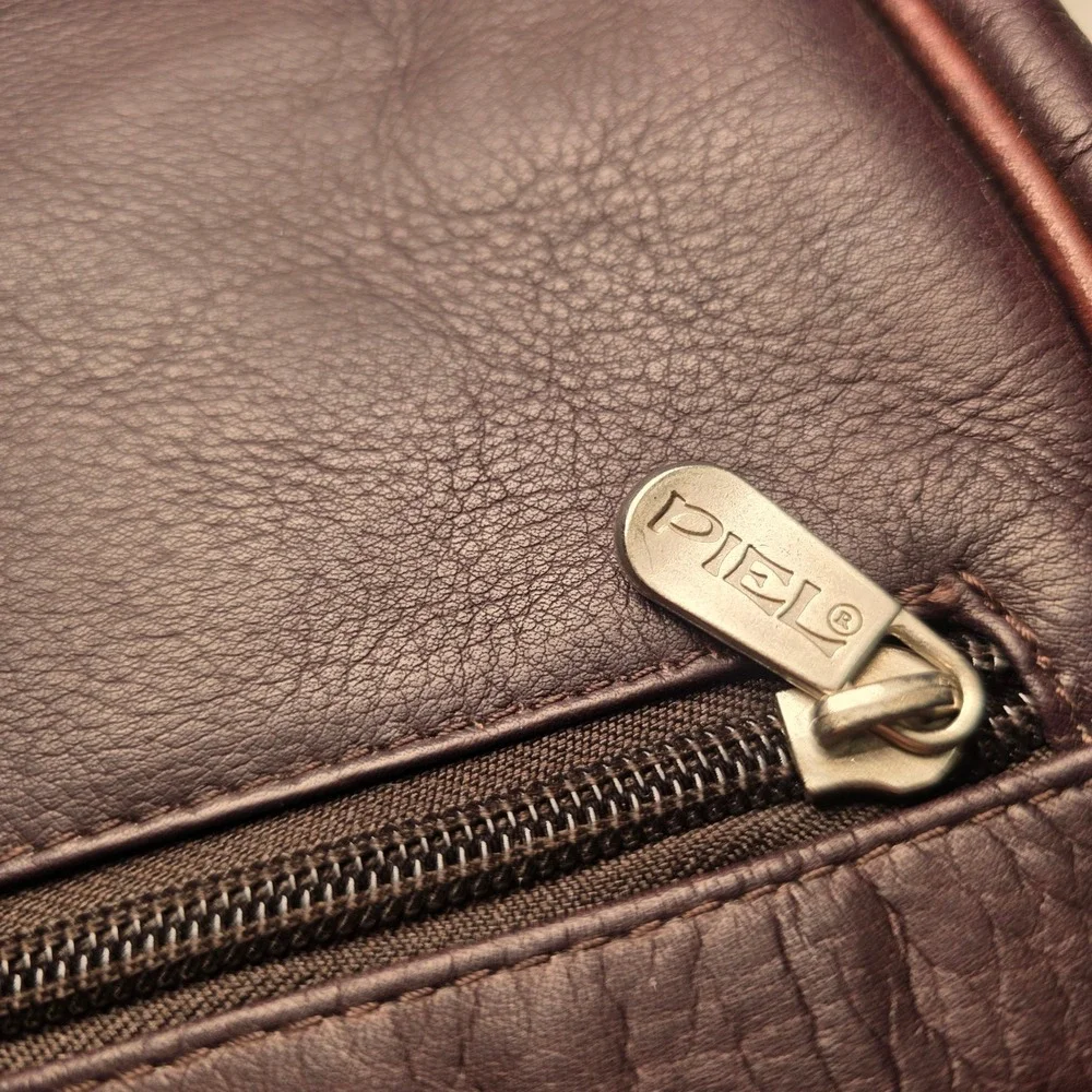 Piel Leather Messenger Bag Dark Brown Crossbody Flap Laptop Bag Made in Colombia